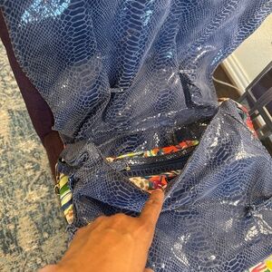 Vintage Blue Leather Messenger Bag